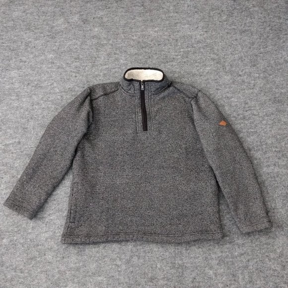 ORVIS Pullover Men's L Gray Sweater 1/4 Zip Pockets Sherpa Lining Mock Neck - Picture 9 of 15